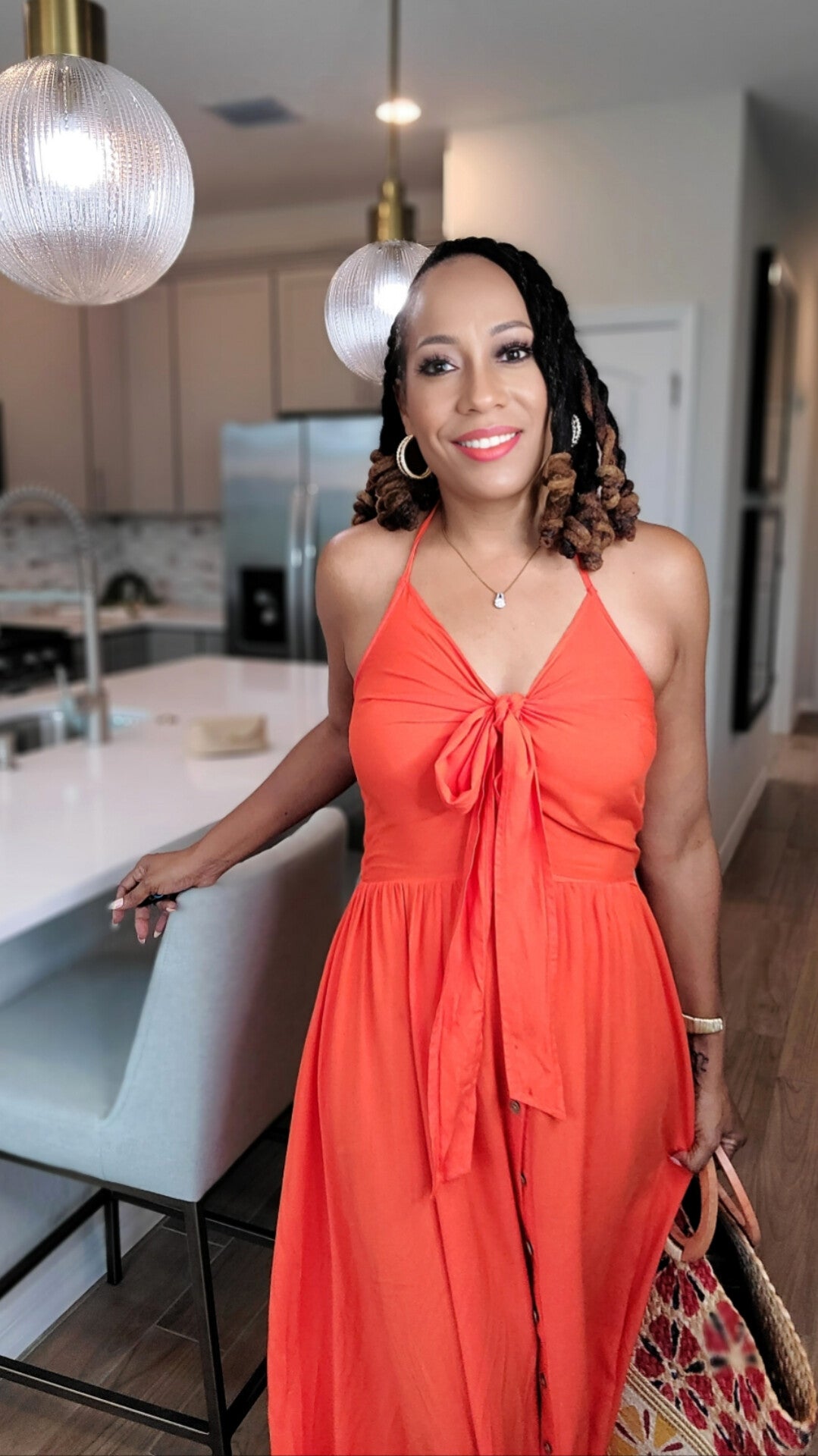 Summertime Me Orange Maxi Halter Dress