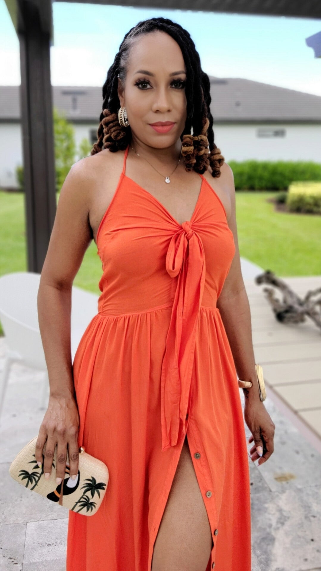 Summertime Me Orange Maxi Halter Dress