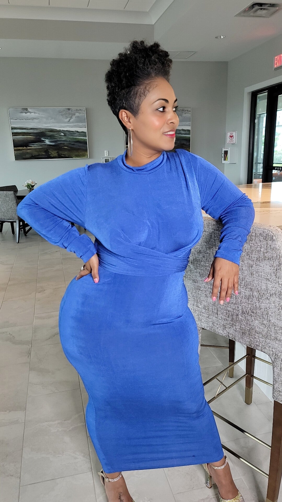 Hug Me Tight Midi Plus Size Dress | Blue