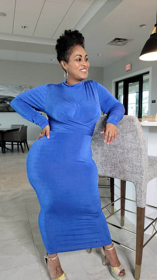 Hug Me Tight Midi Plus Size Dress | Blue