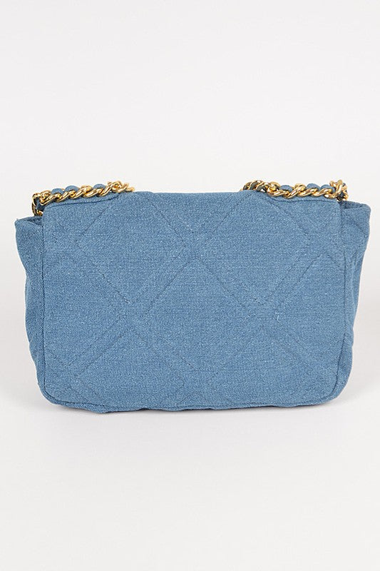 Cassidy Denim Chain Clutch | Light Wash