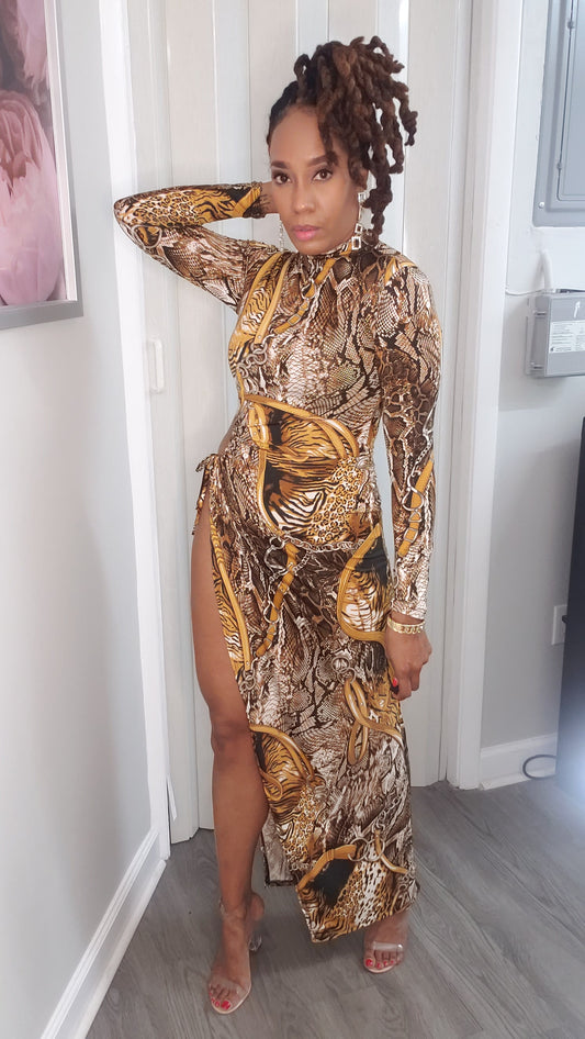 Narobi Open Slit Maxi Dress | Taupe