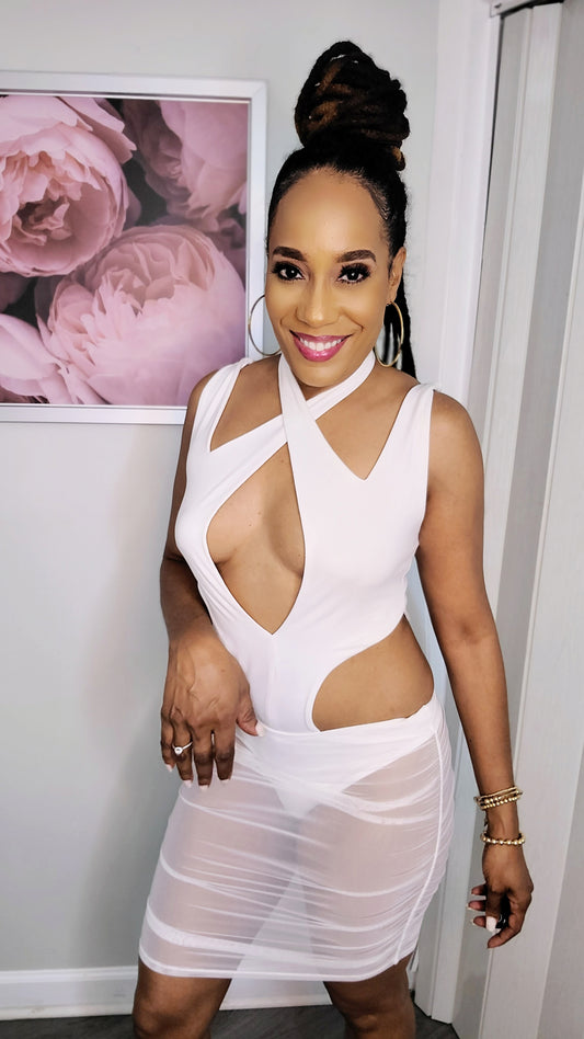 Most Wanted Sheer Dress | White & Black