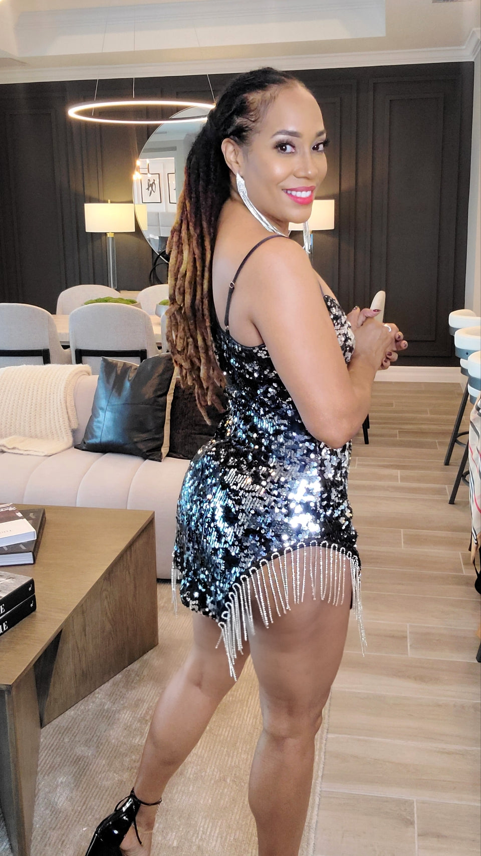 Tina Sequins & Fringe Mini Dress