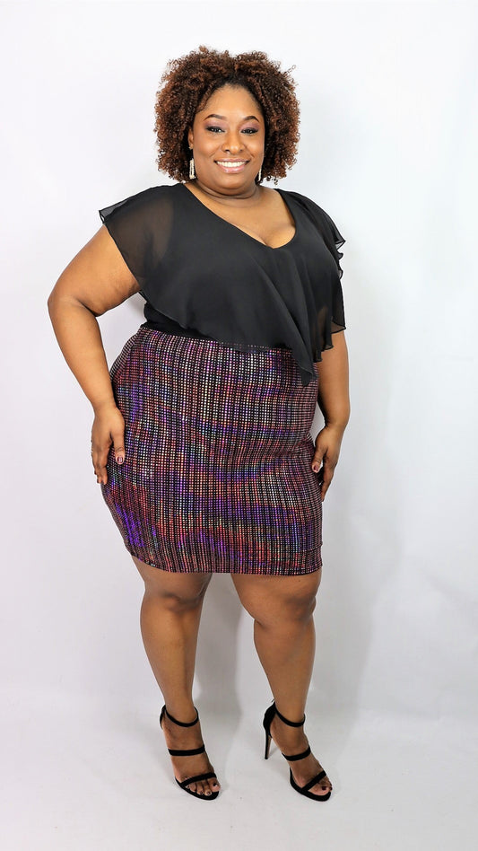 Chiffon Nights Plus Size Sequins Dress – Fuchsia Pink