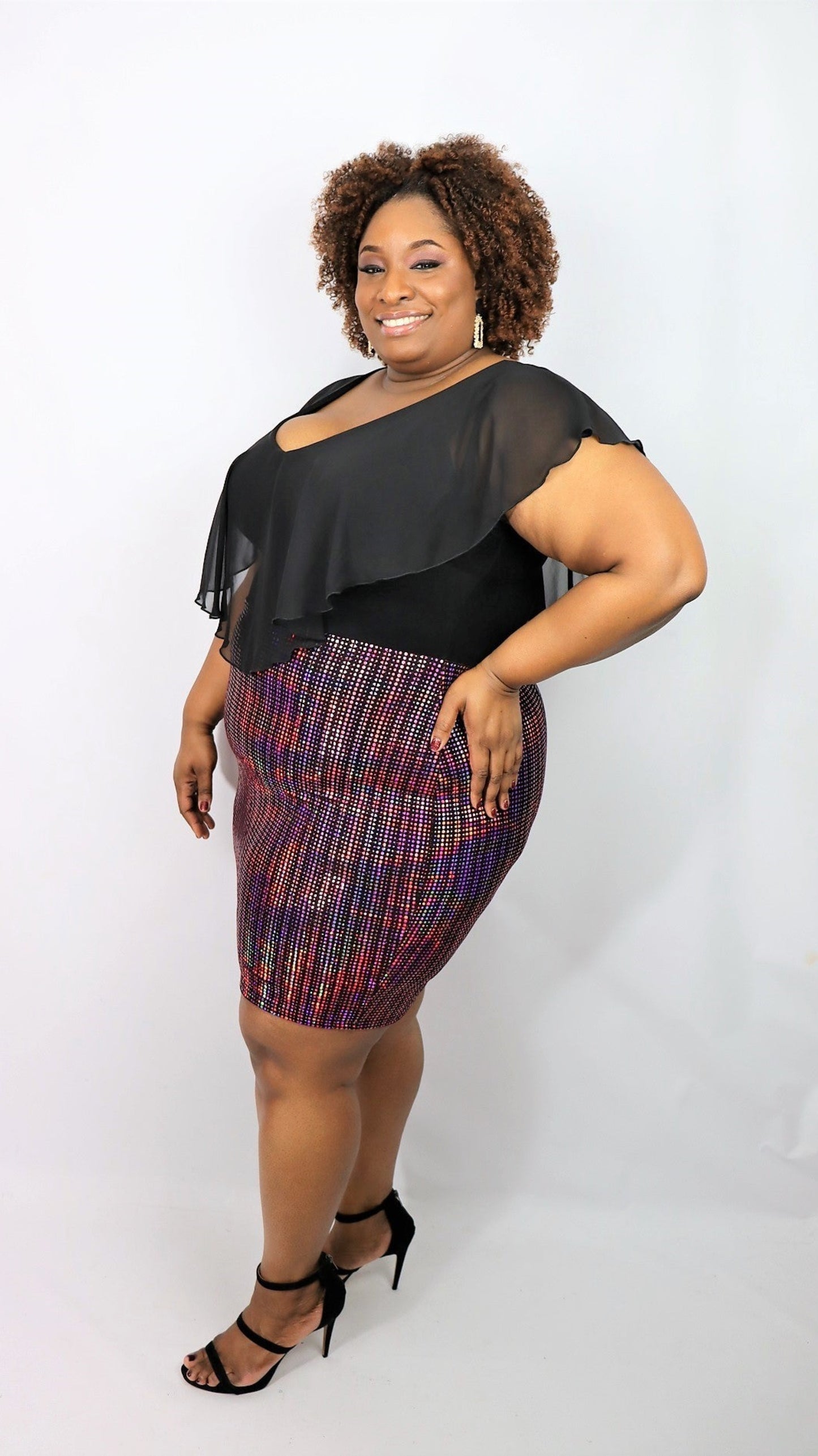 Chiffon Nights Plus Size Sequins Dress – Fuchsia Pink