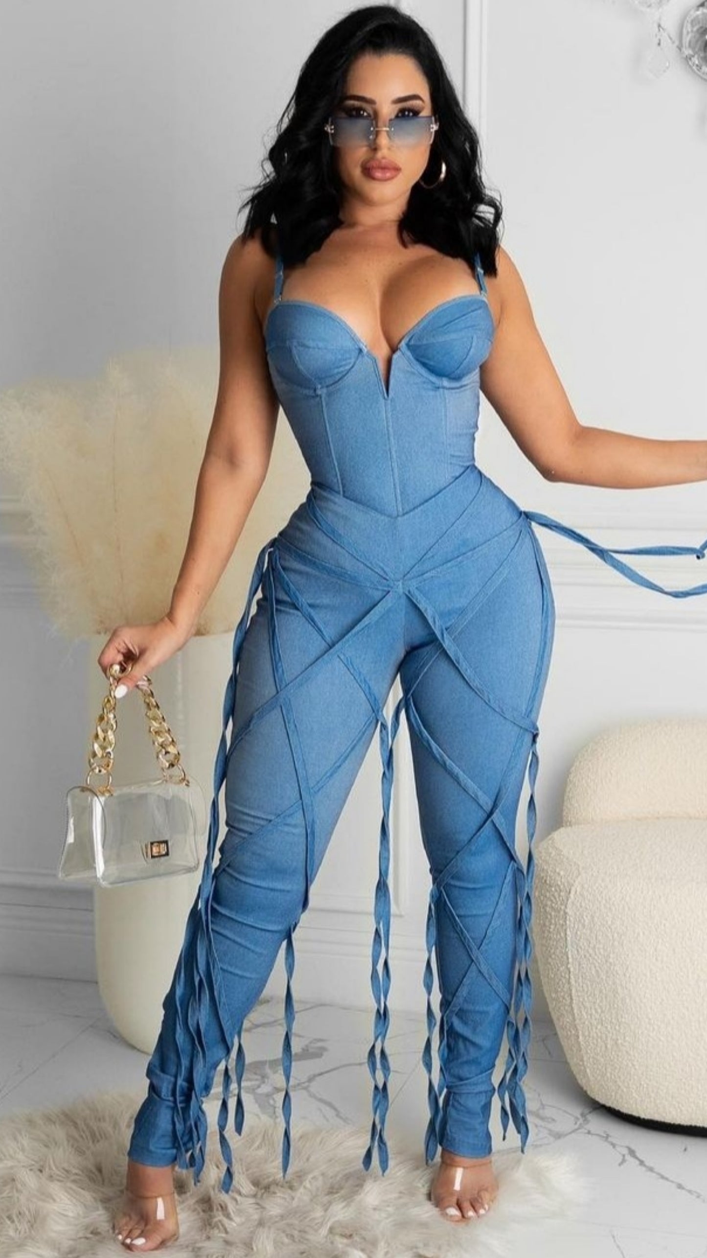 Loose Fringe Denim Jeans
