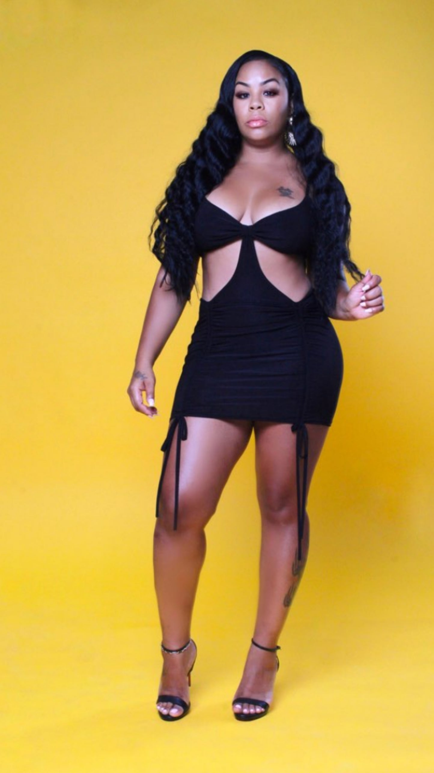 Cut Up Sis Ruched Mini Dress | Black & Taupe