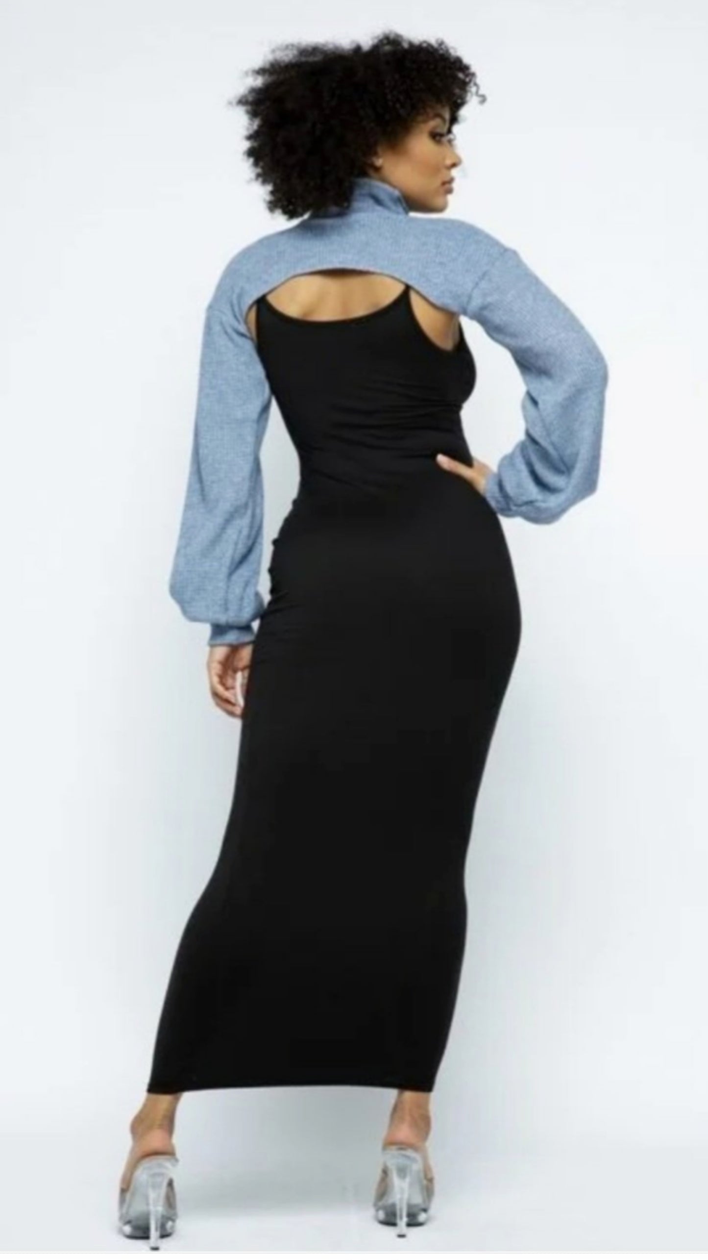 Cover It Up Maxi Dress with Turtleneck Crop Top | Denim