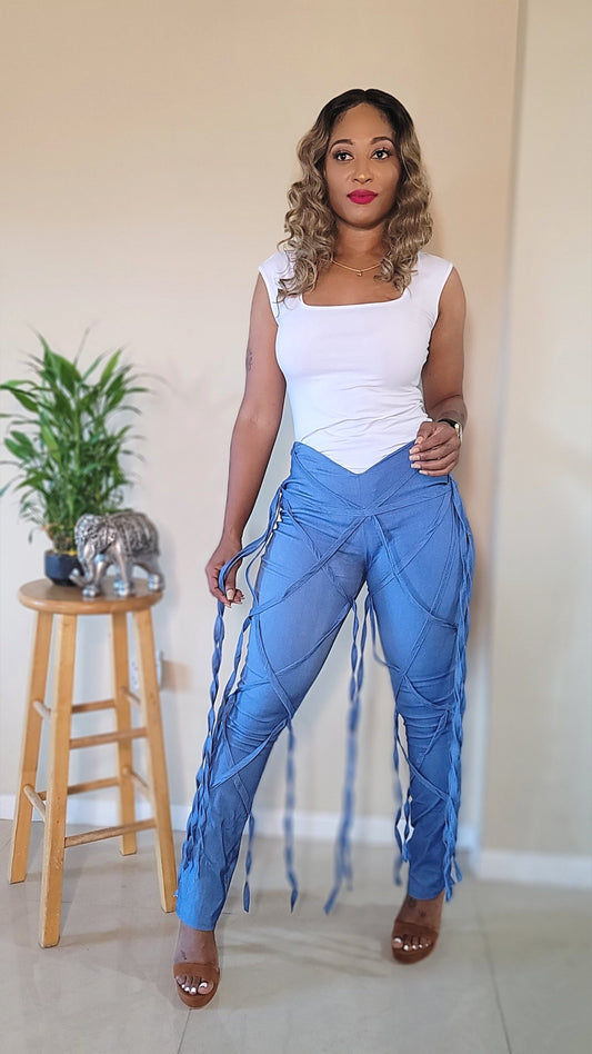 Loose Fringe Denim Jeans