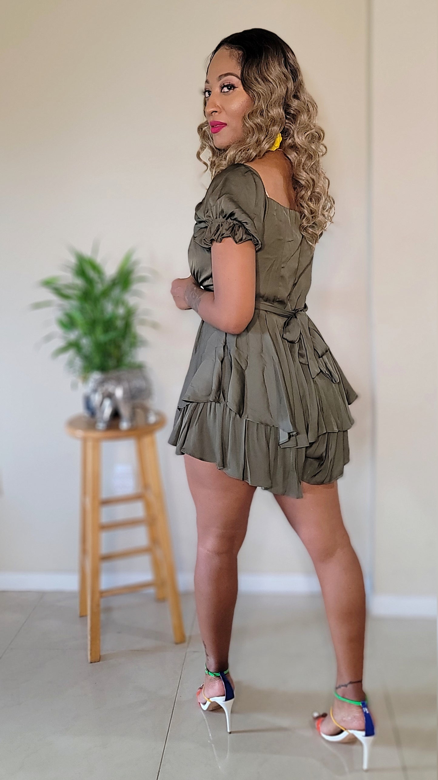 Becca Ruffled Romper | Olive