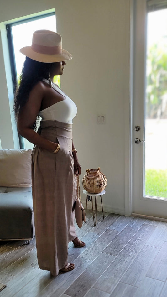 Office Type Palazzo Pants | Mocca