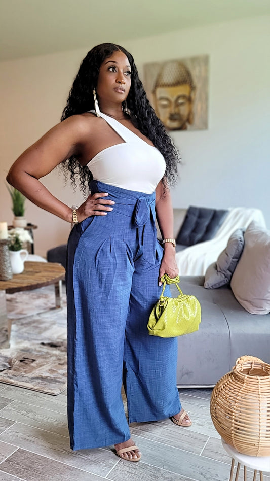 Office Type Palazzo Pants | Denim