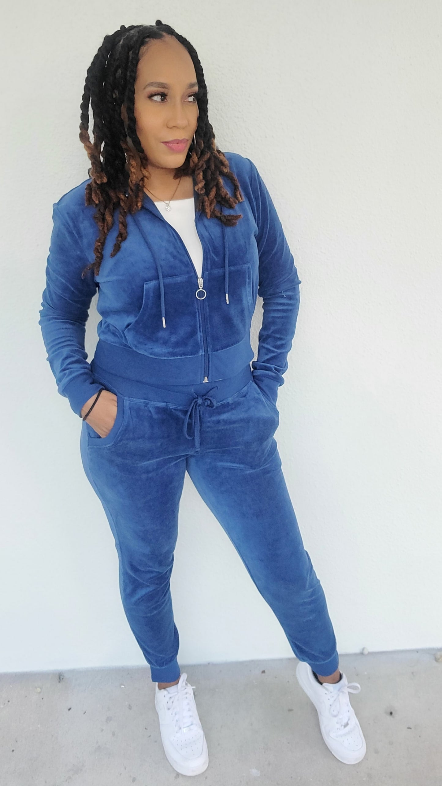 Cozy it Up Velour Jogger Set | Blue