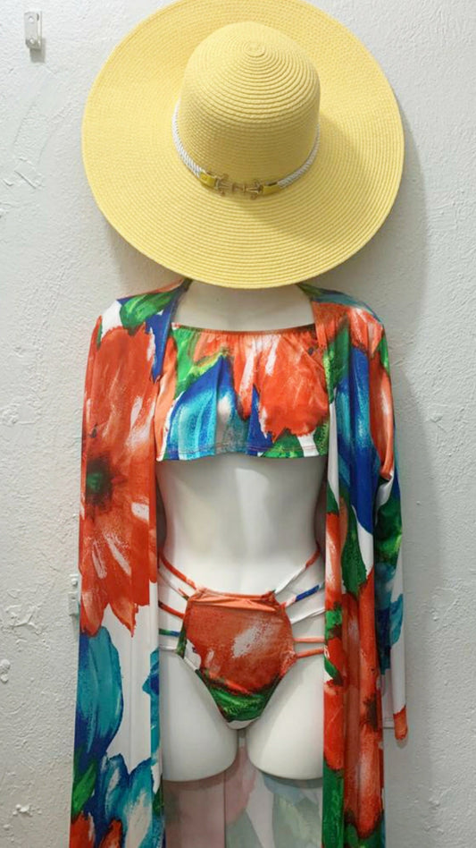 Tropical Storm Floral 3-Piece Swimwear Set