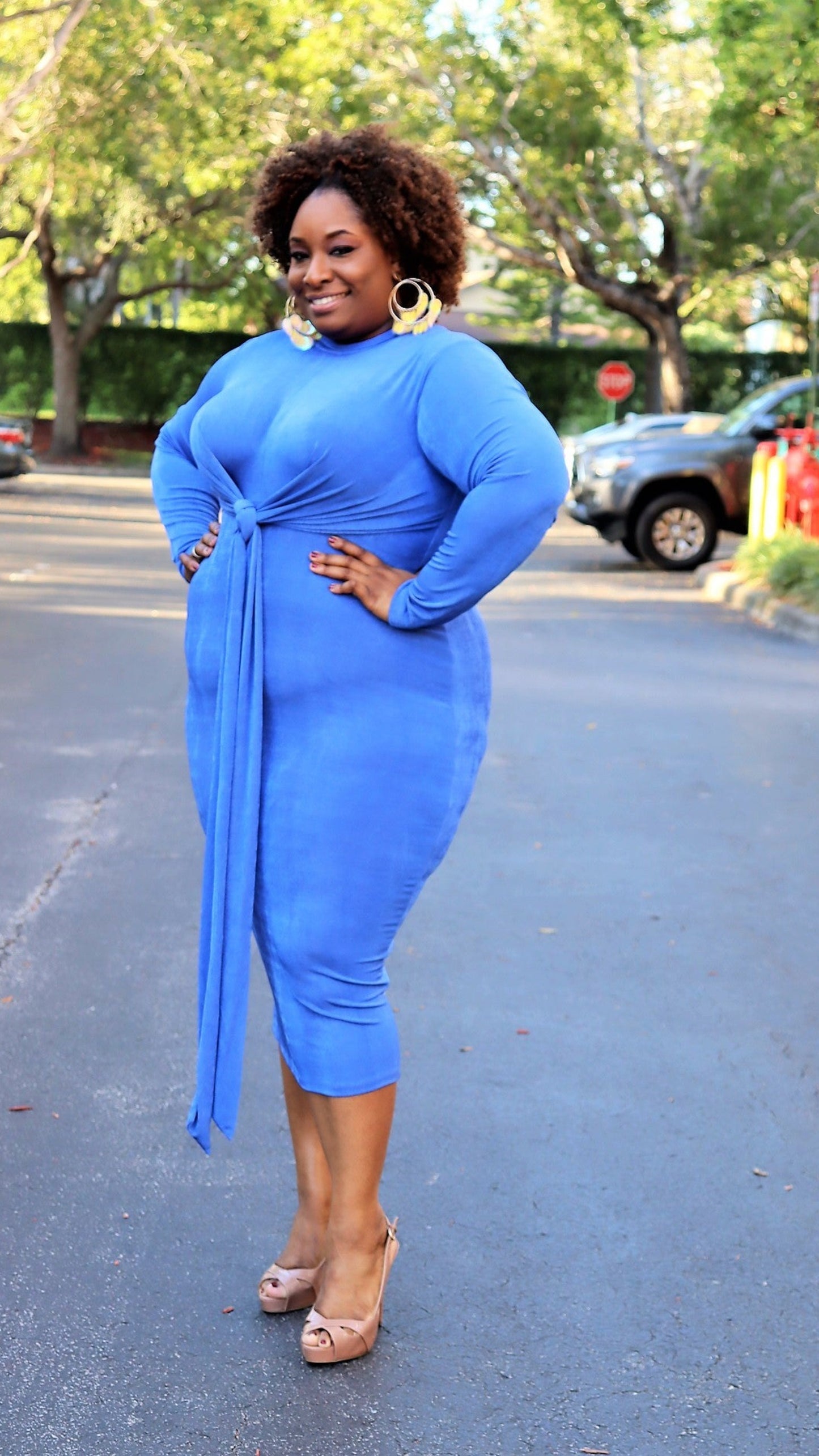 Hug Me Tight Midi Plus Size Dress | Blue