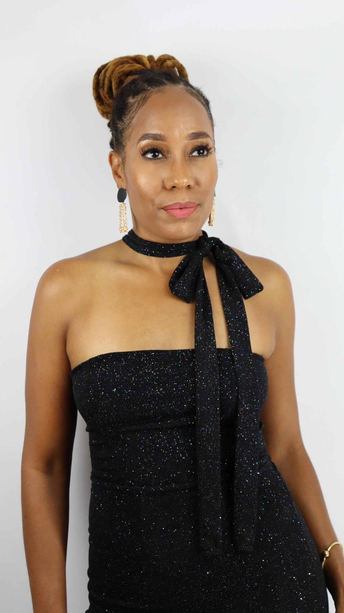 Black Tie Affair Collar midi Dress