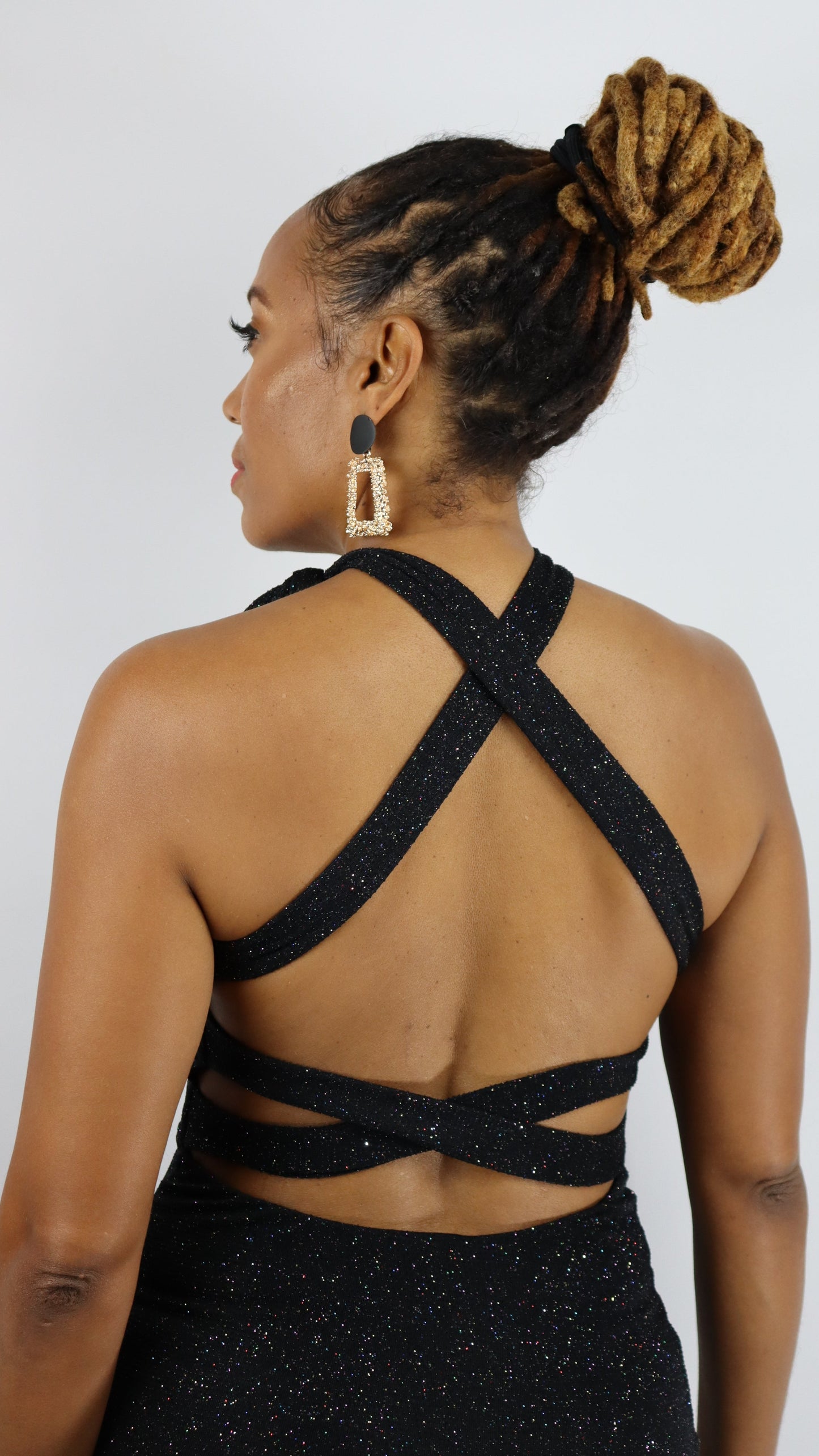 Black Tie Affair Collar midi Dress