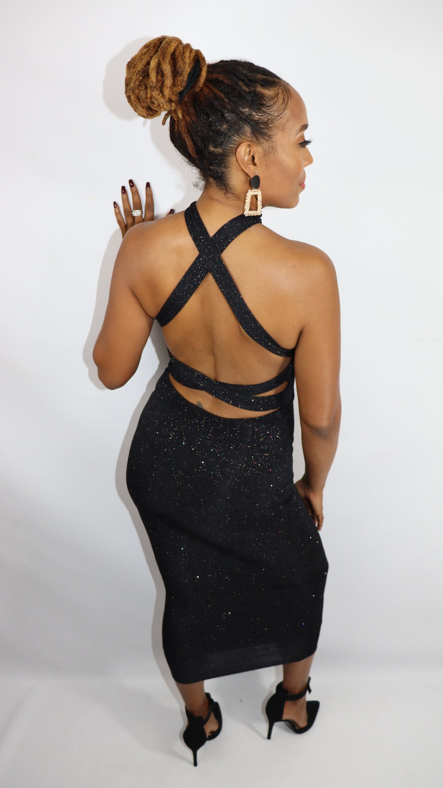 Black Tie Affair Collar midi Dress