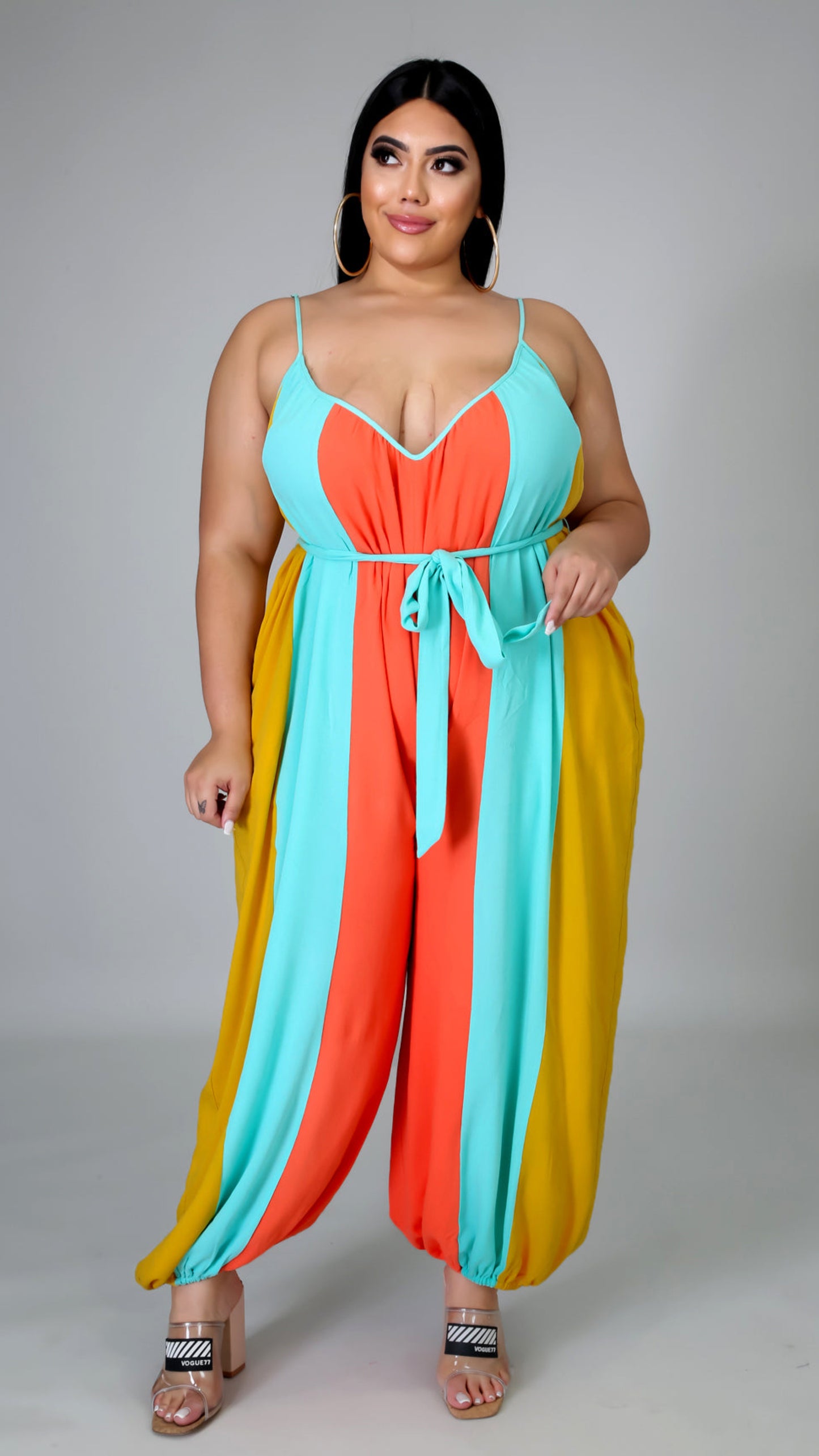 Ready for Spring Colorblock Jumpsuit Plus Size