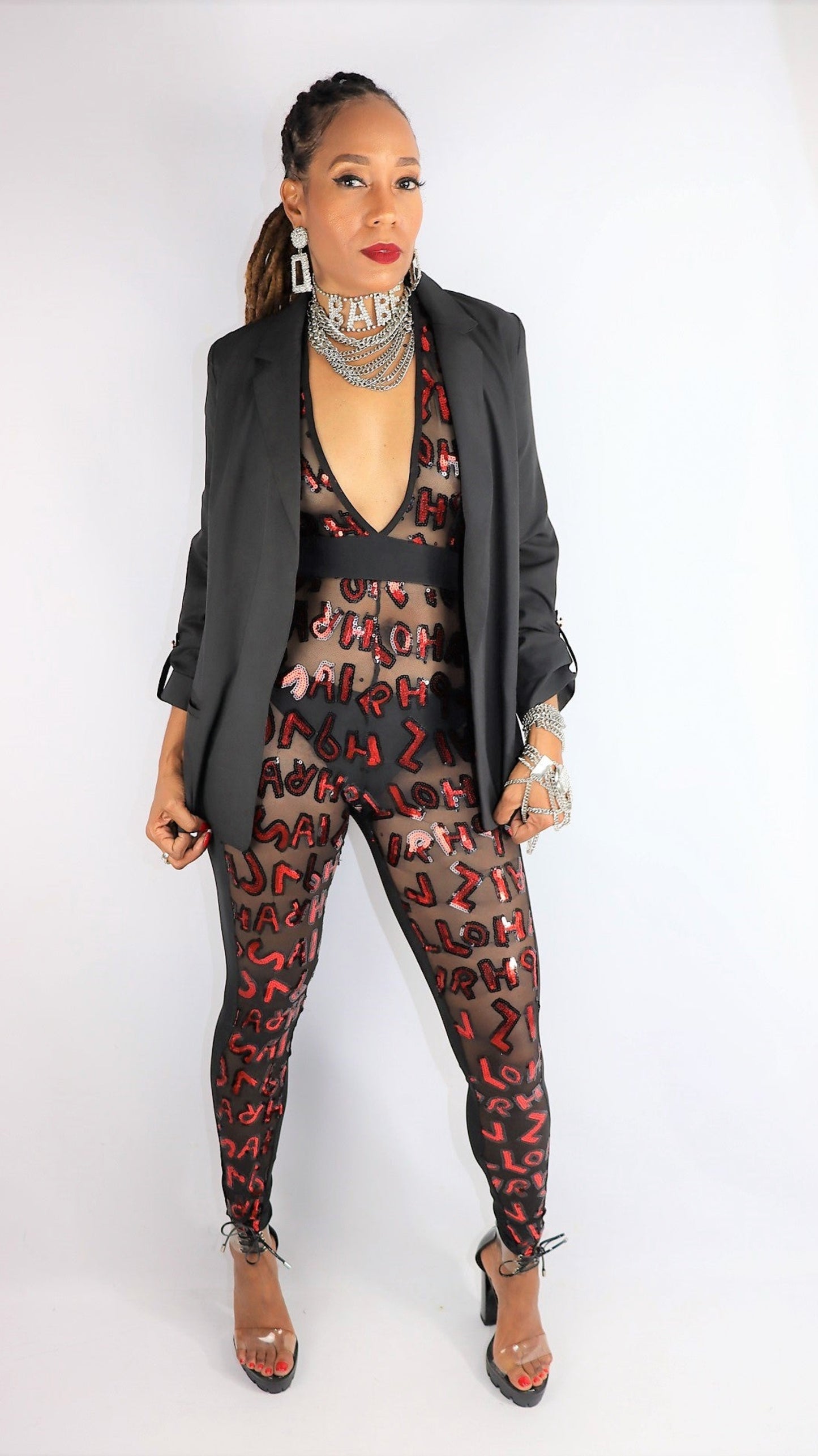 Alphabetical Sequins Jumpsuit