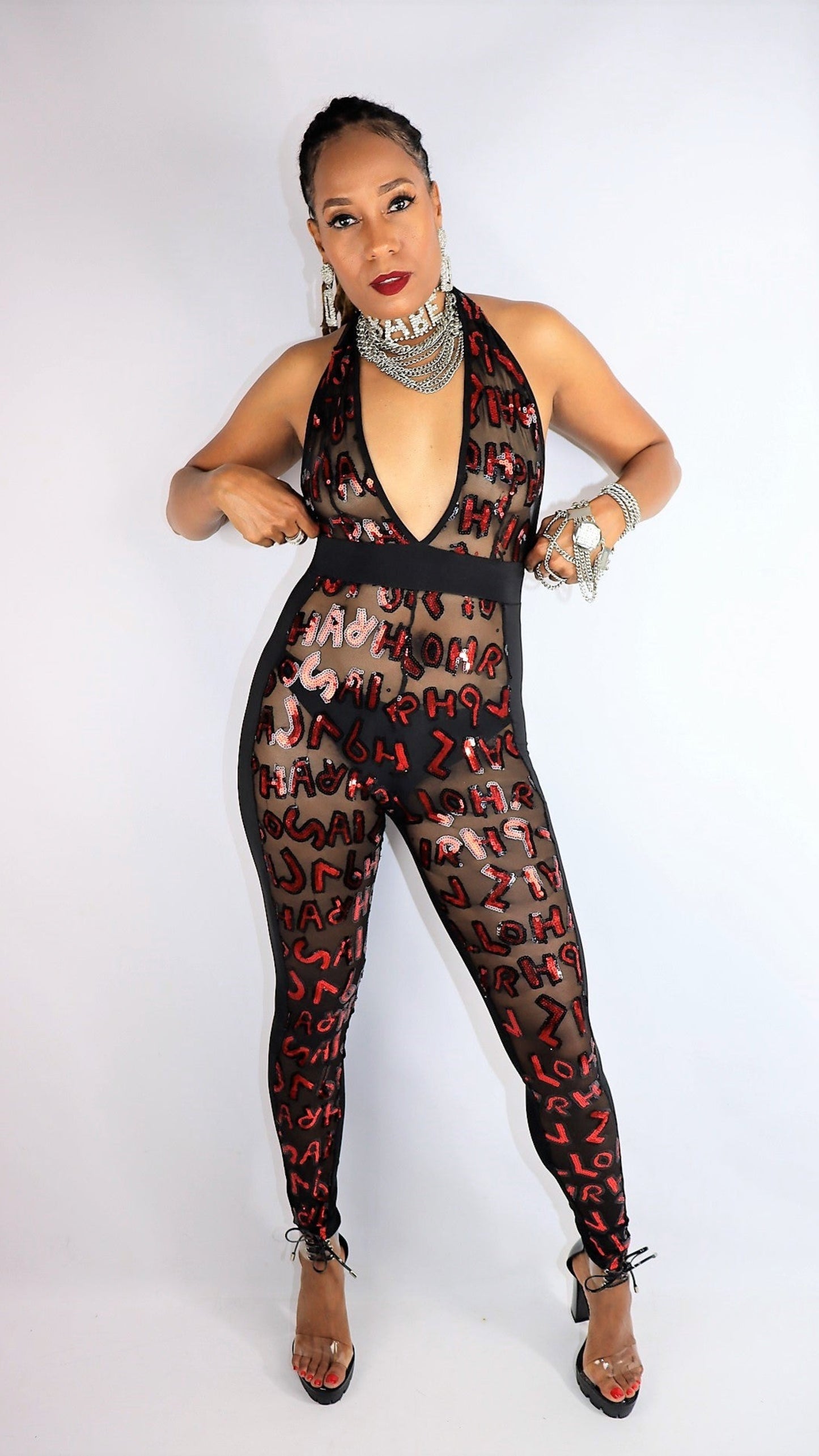 Alphabetical Sequins Jumpsuit