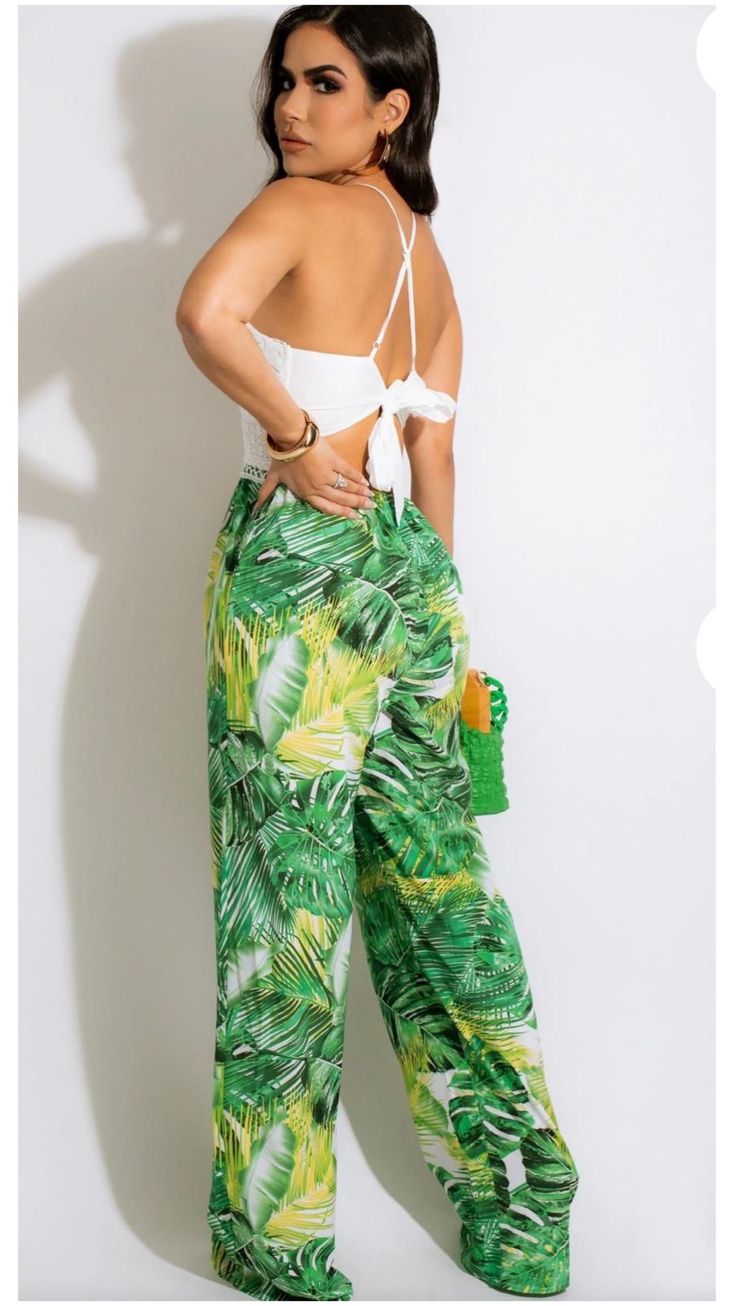 Jungle Chic Floral Eyelet Jumpsuit | Green