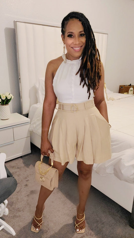 Peppy Linen Romper |Khaki