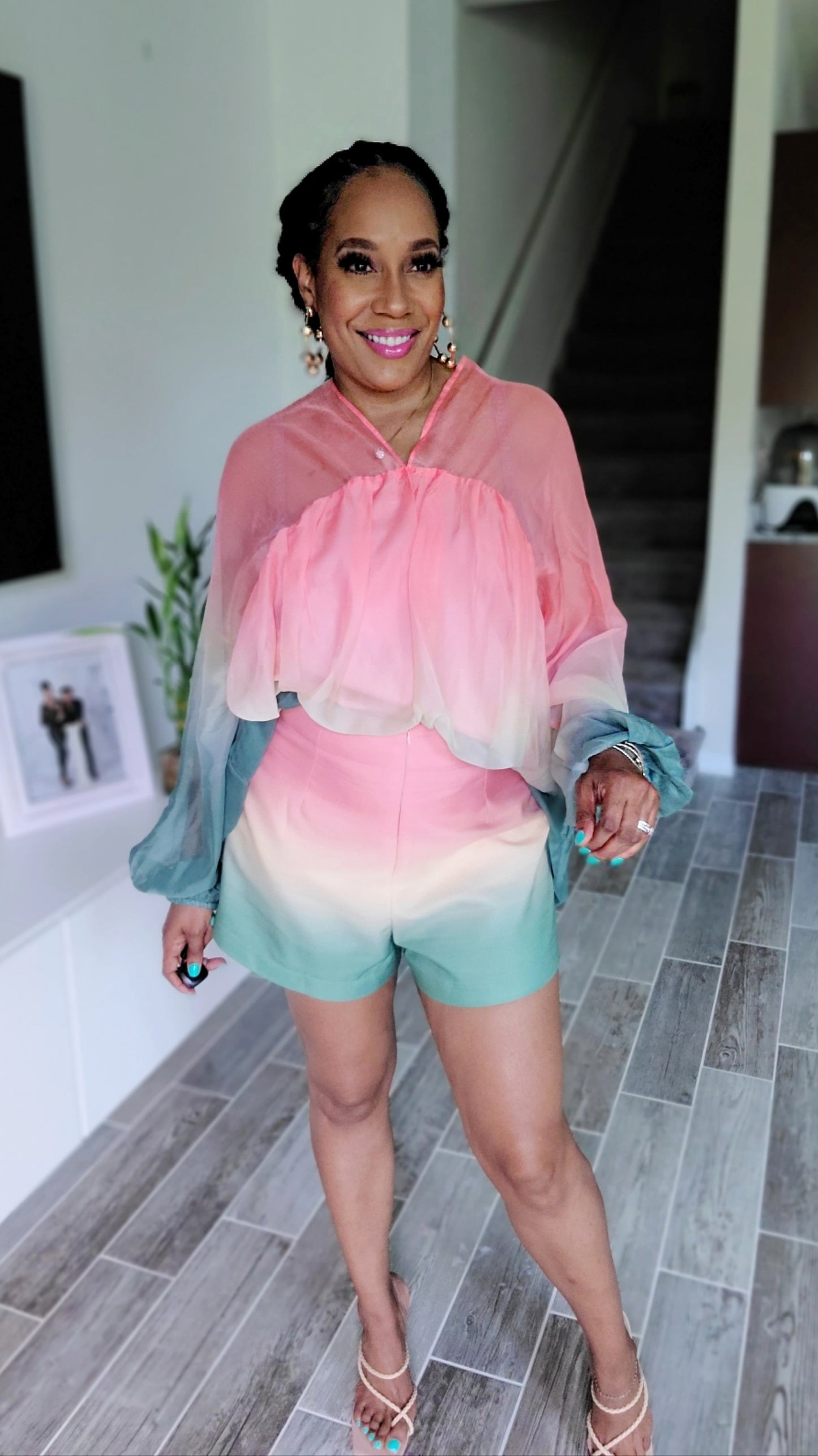 Penelope’ Ombre Coral Short Set