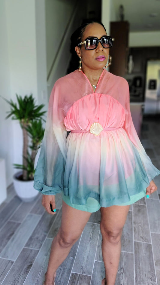 Penelope’ Ombre Coral Short Set