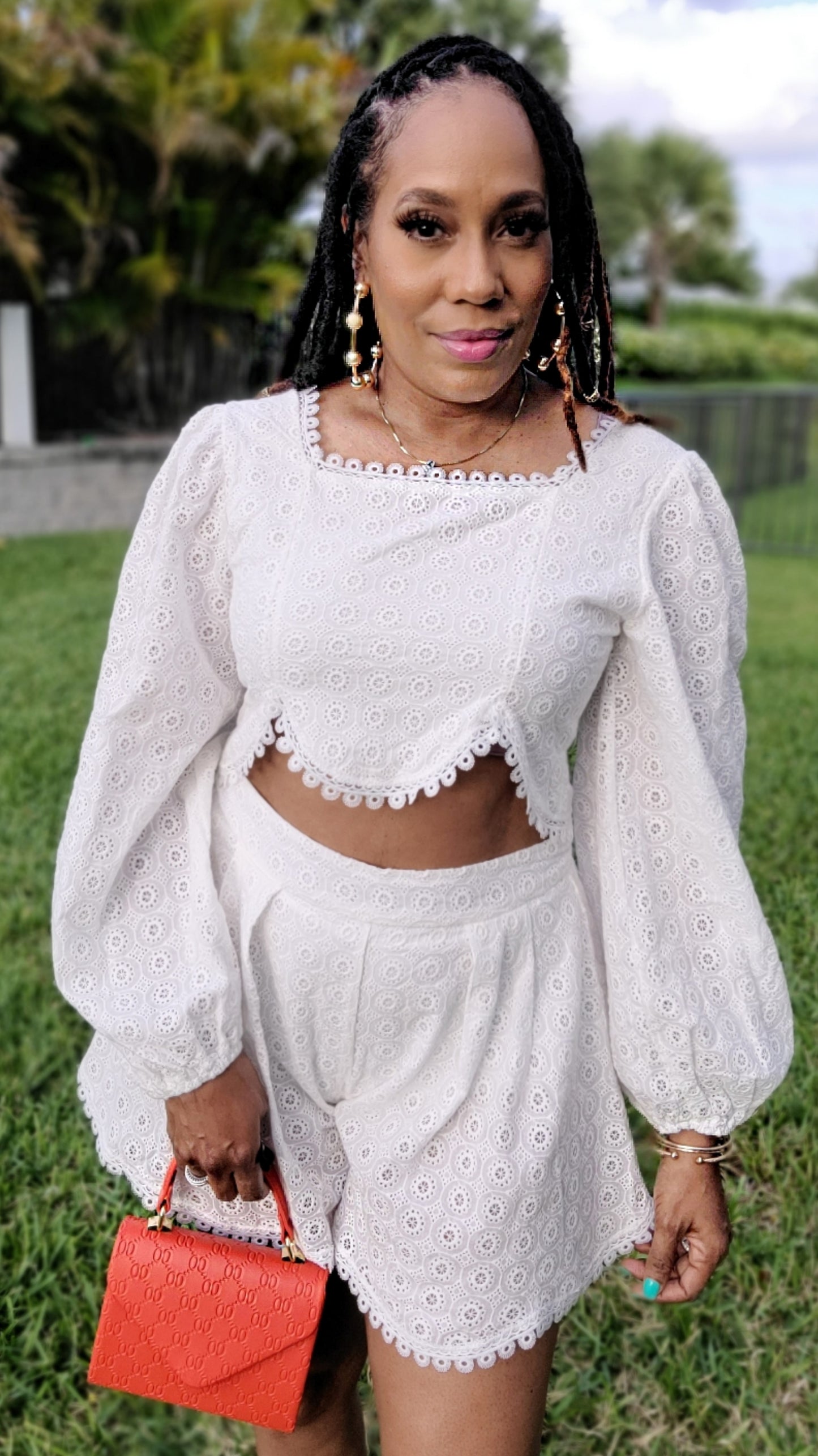 Feeling Heavenly Eyelet Short Set | White