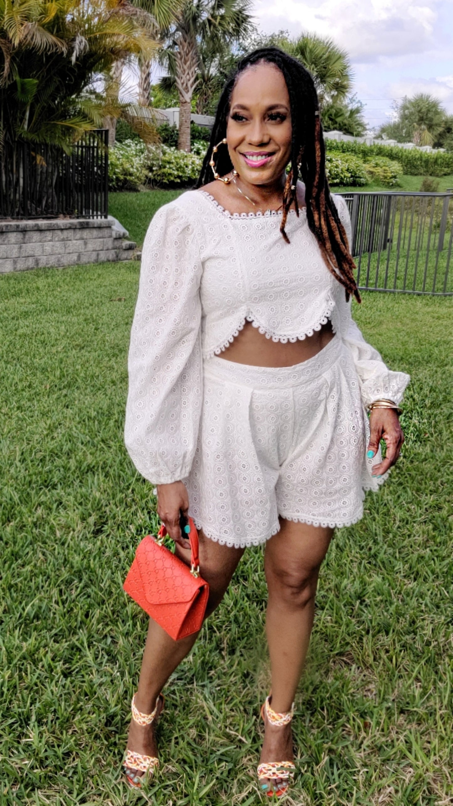 Feeling Heavenly Eyelet Short Set | White