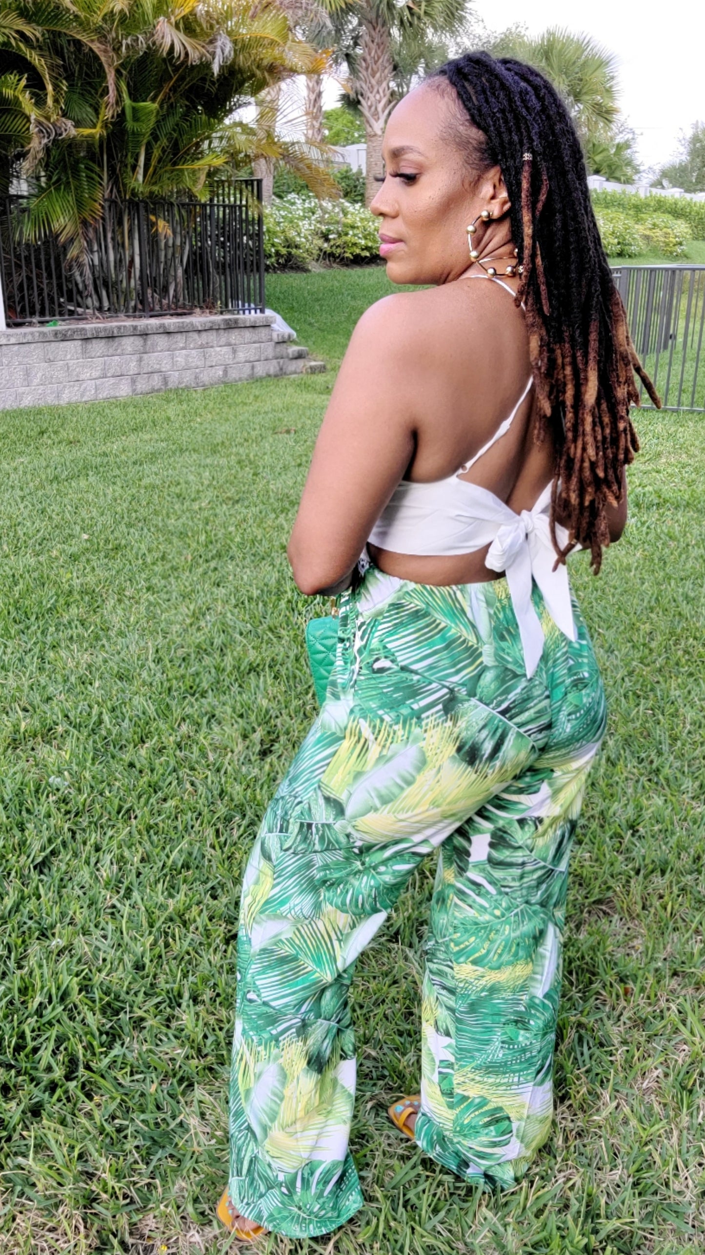 Jungle Chic Floral Eyelet Jumpsuit | Green