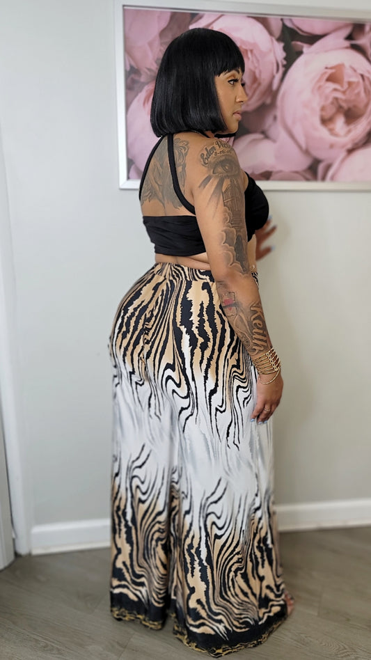 Let’s Roll Tiger Stripe Palazzo Pants Set