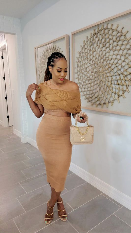 Be Nice knit Skirt Set | Mocha