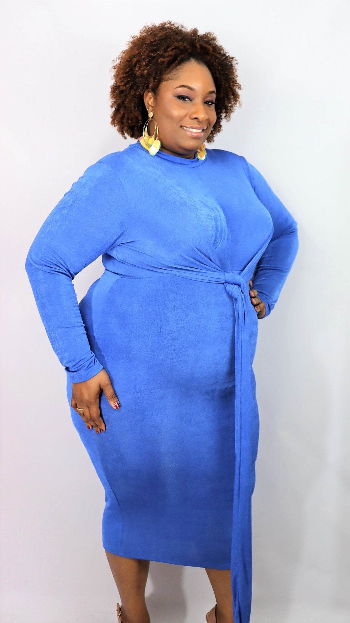Hug Me Tight Midi Plus Size Dress | Blue