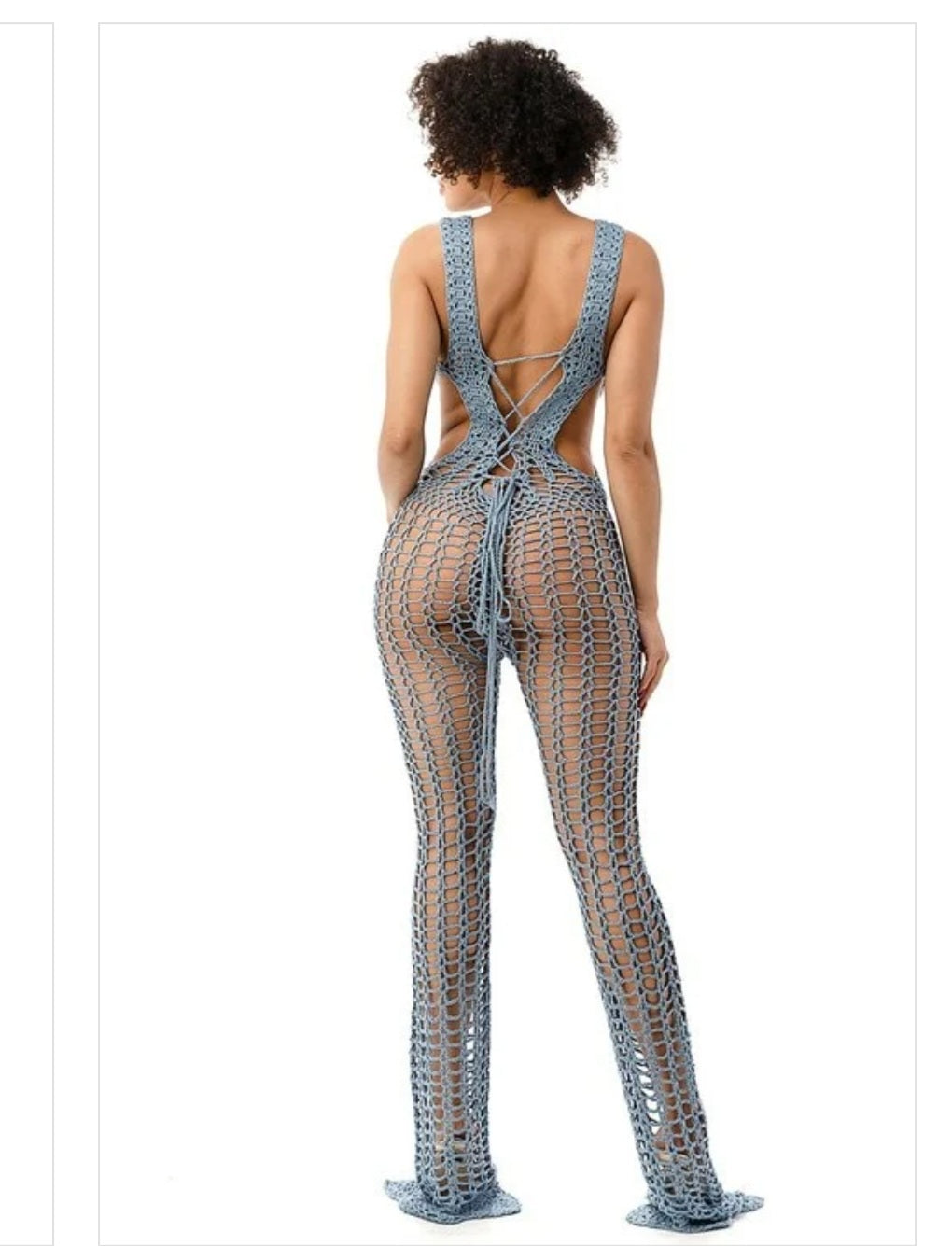 Issa Take Over Crochet Coverup Jumpsuit | Denim Blue