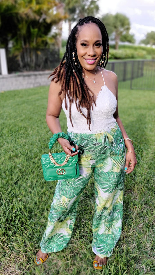 Jungle Chic Floral Eyelet Jumpsuit | Green